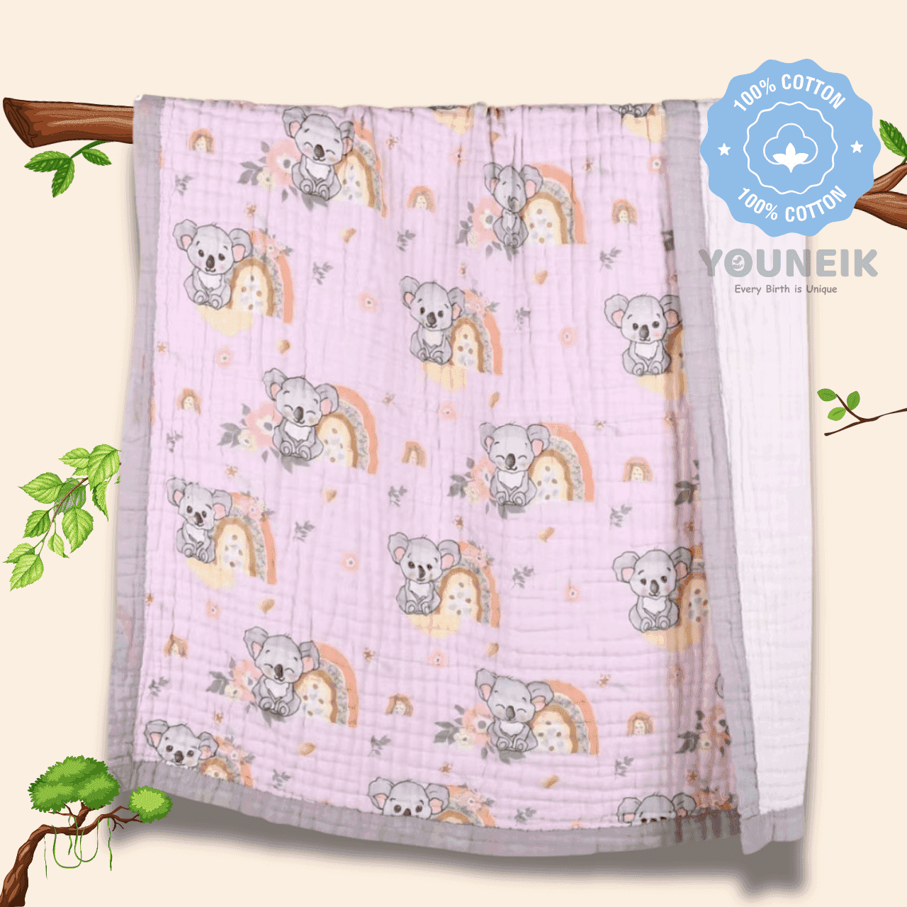 6Layer Muslin Blanket 105*105cm - Purple Khola