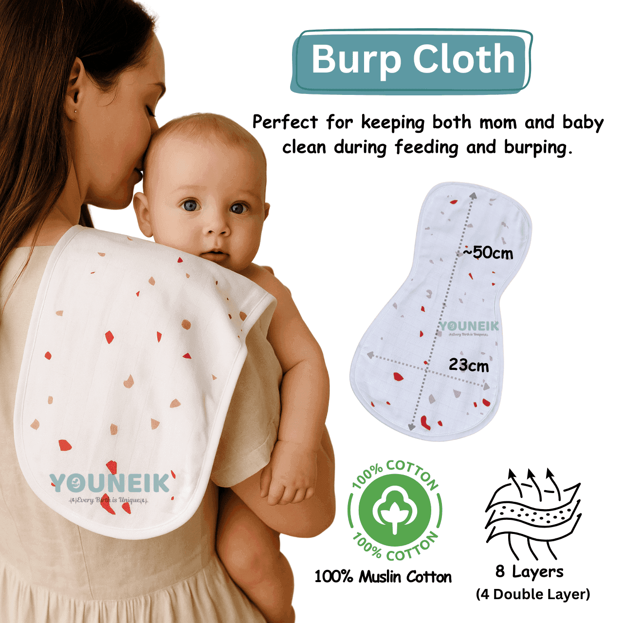 Burp cloth | 8 Layer Muslin Cotton 