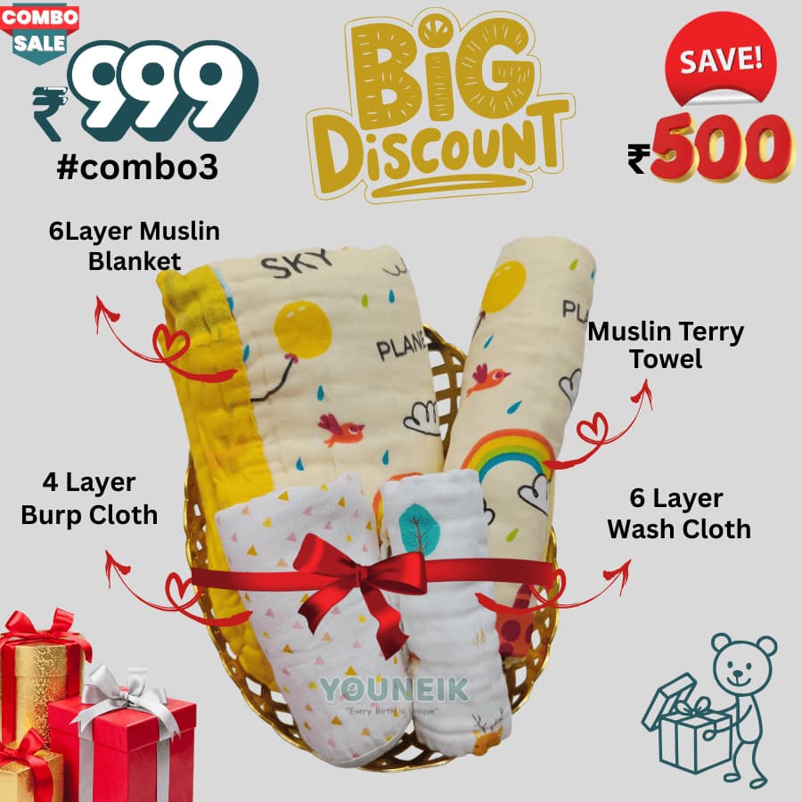 999 Combo3 Blanket | Towel | Wash Cloth | Burp Cloth 