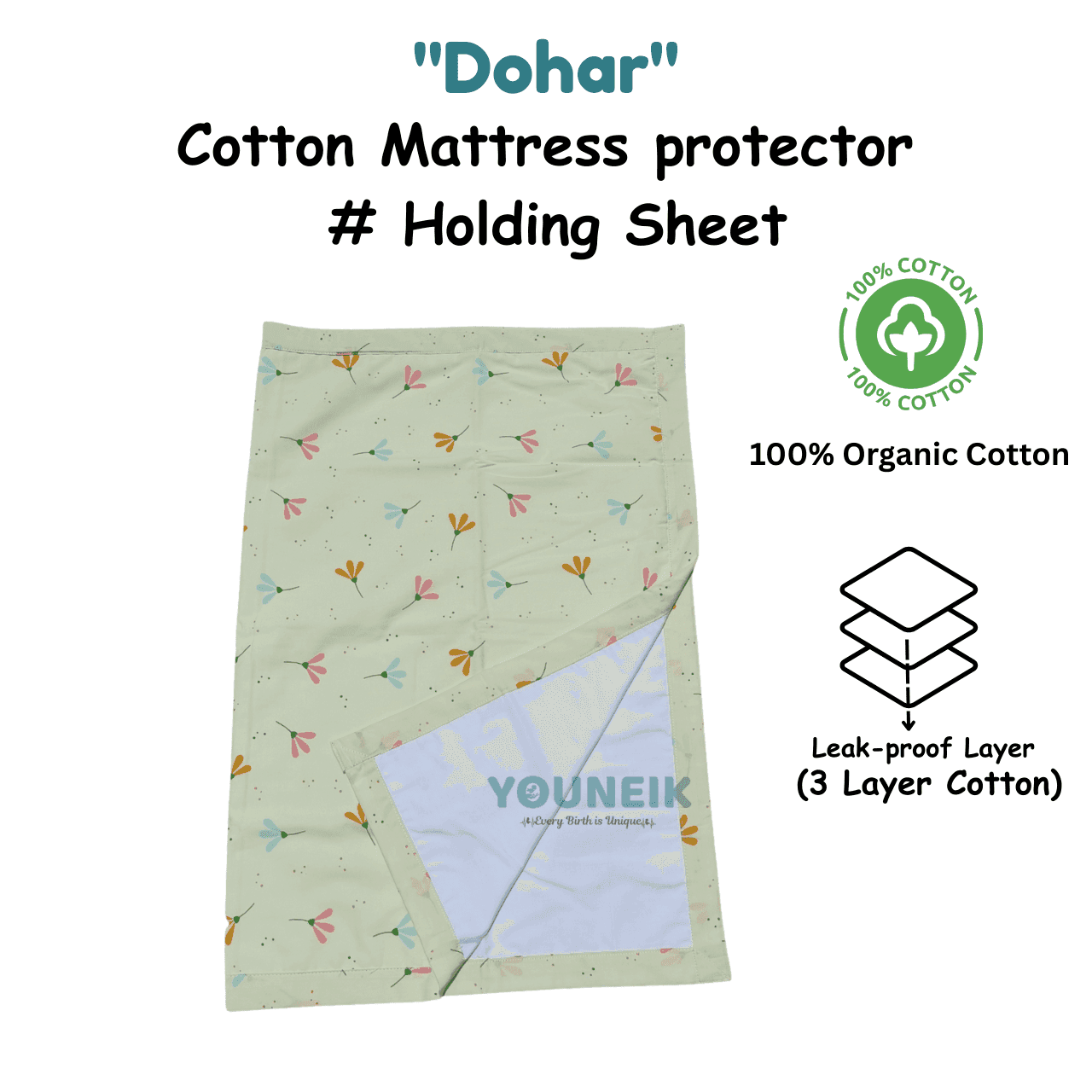 Dohar(S)- Matress Protector Green Flower 