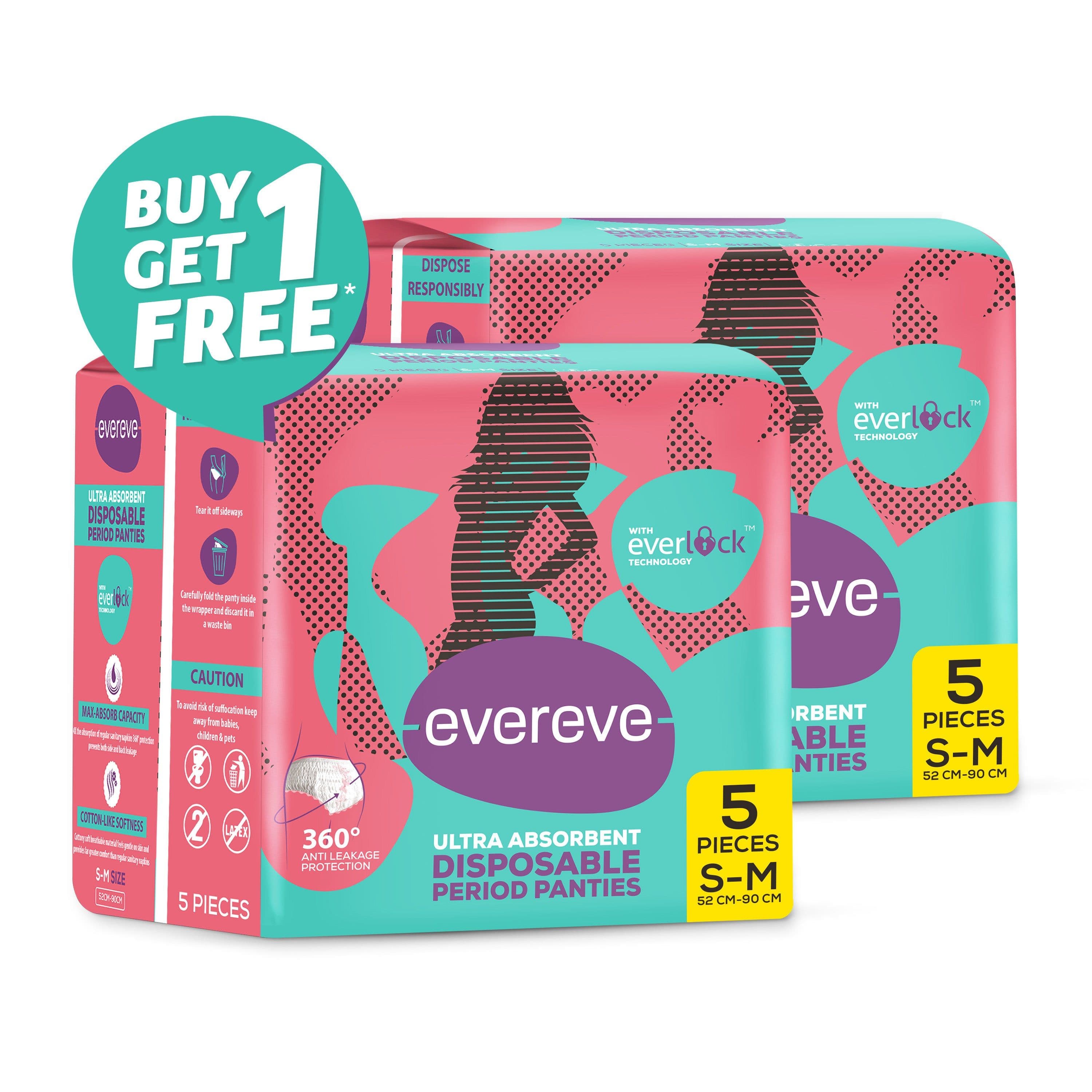 S-M | Evereve Heavy Flow Disposable Period Panty | 5p Pack(1+1 Offer)
