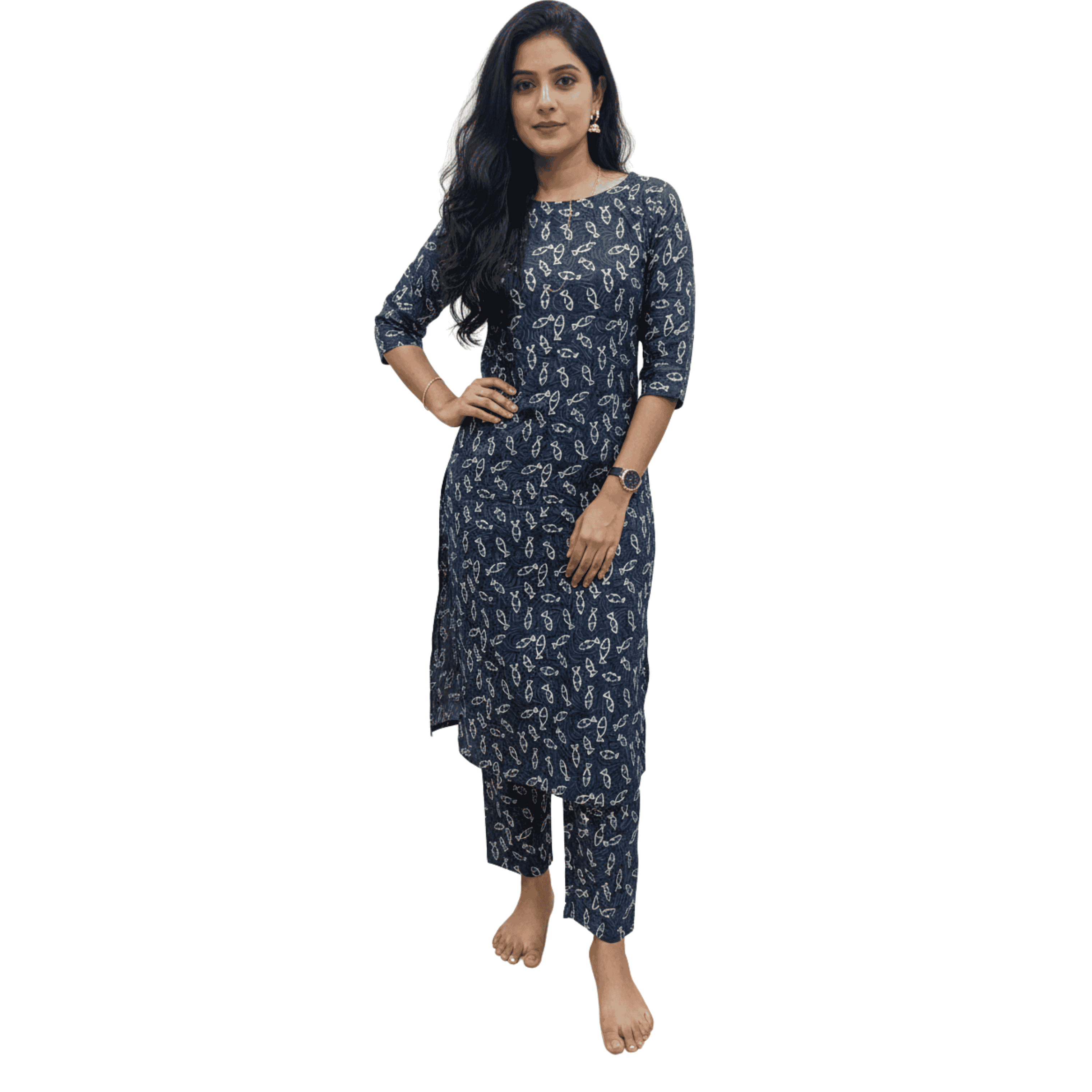 Feeding Co-ords - Blue Fish Jaipur Cotton 