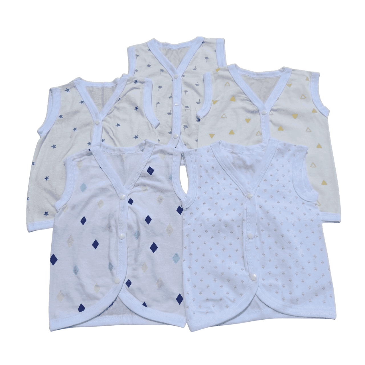 Knitted Cotton Jabla - White Printed