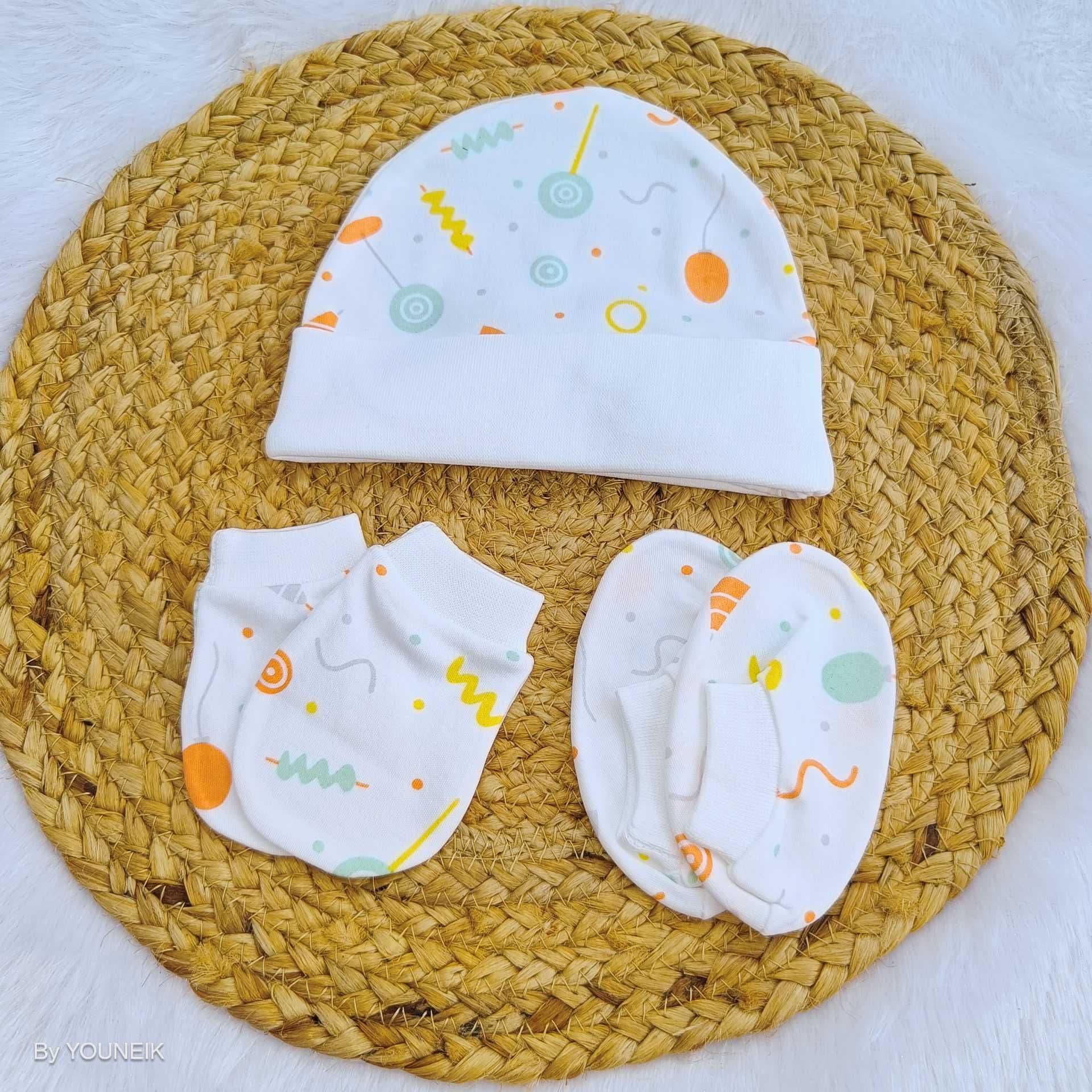 Cotton Cap Mittens Booties 0-3m |  White Baloon