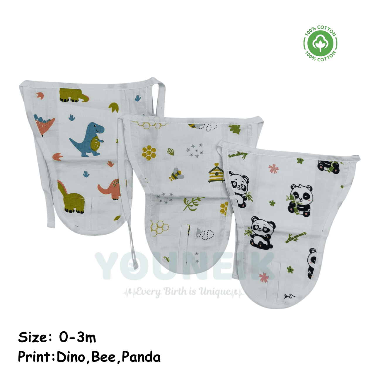 Muslin Langots 3p Combo 0-3m (Dino)