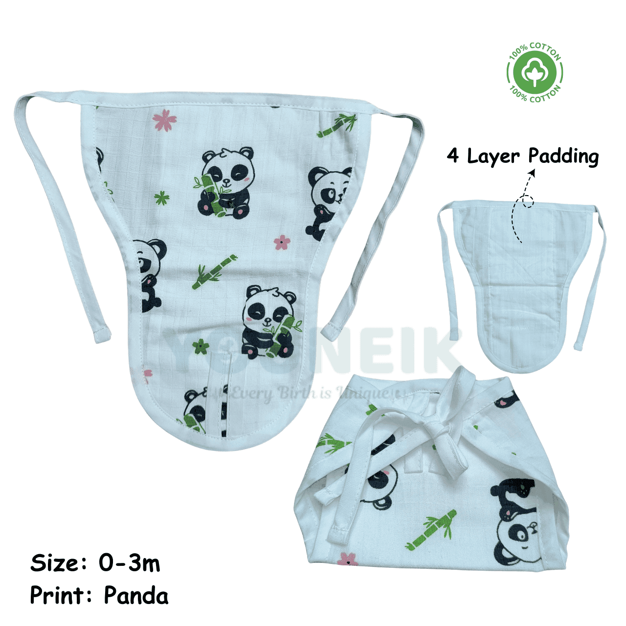 Muslin Langot 4 Layer Padding 0-3m (Panda)