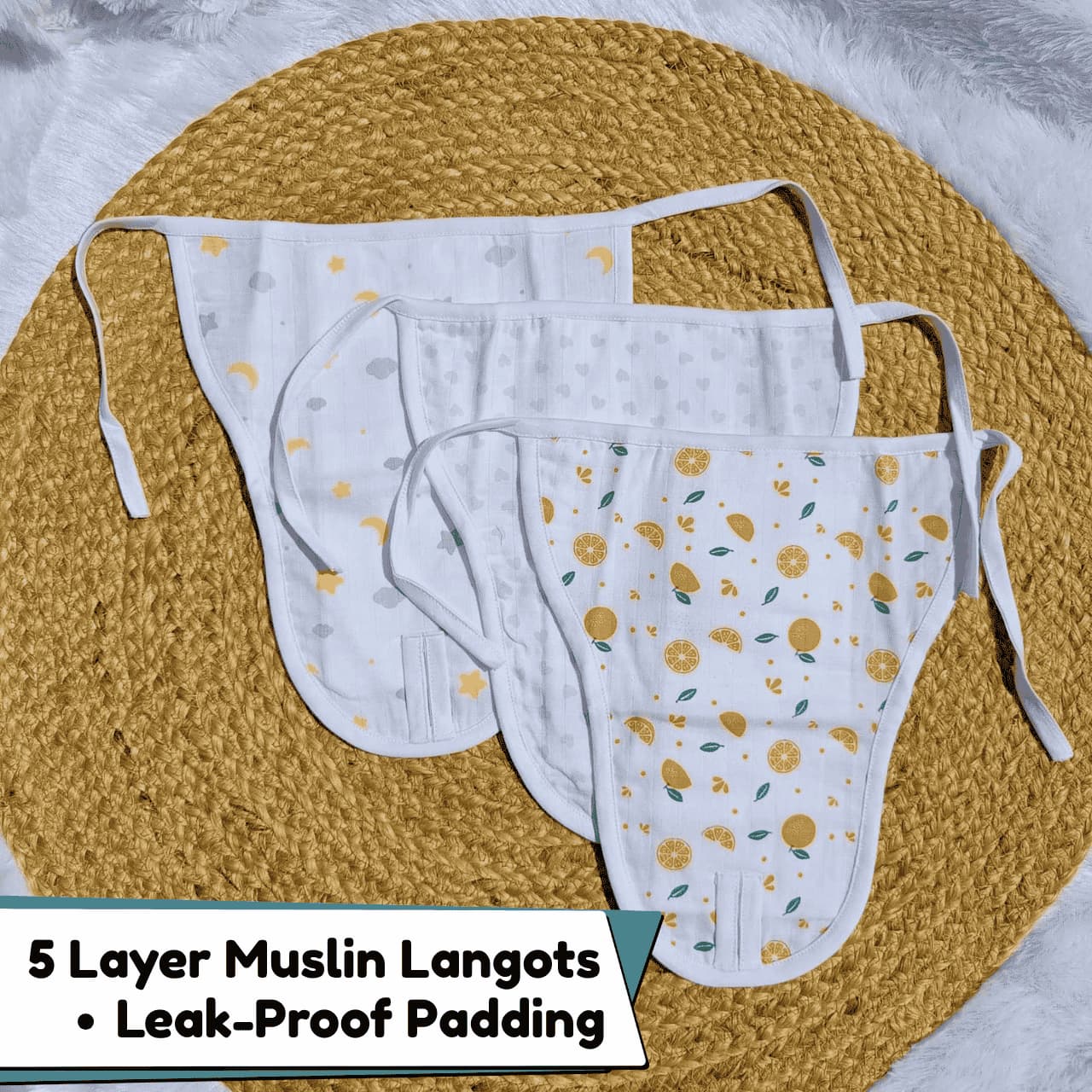 5Layer Leak-Proof Padded Muslin Langots 3 Pieces 