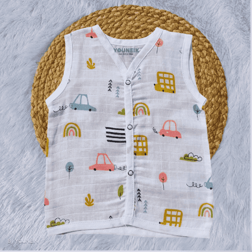 Muslin Jabla Snap Button 3-6m | Car