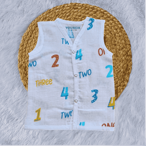 Muslin Jabla Snap Button 3-6m | Numbers 