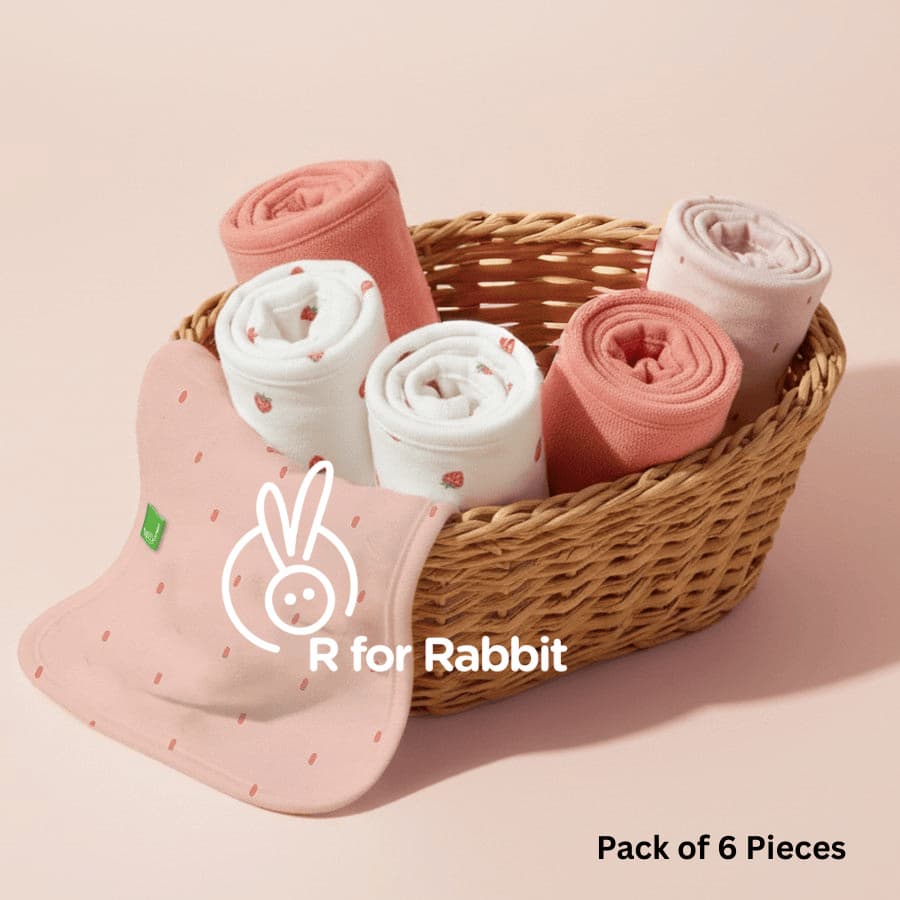 6pcs Wash Clothes 22*22cm- R for Rabbit 