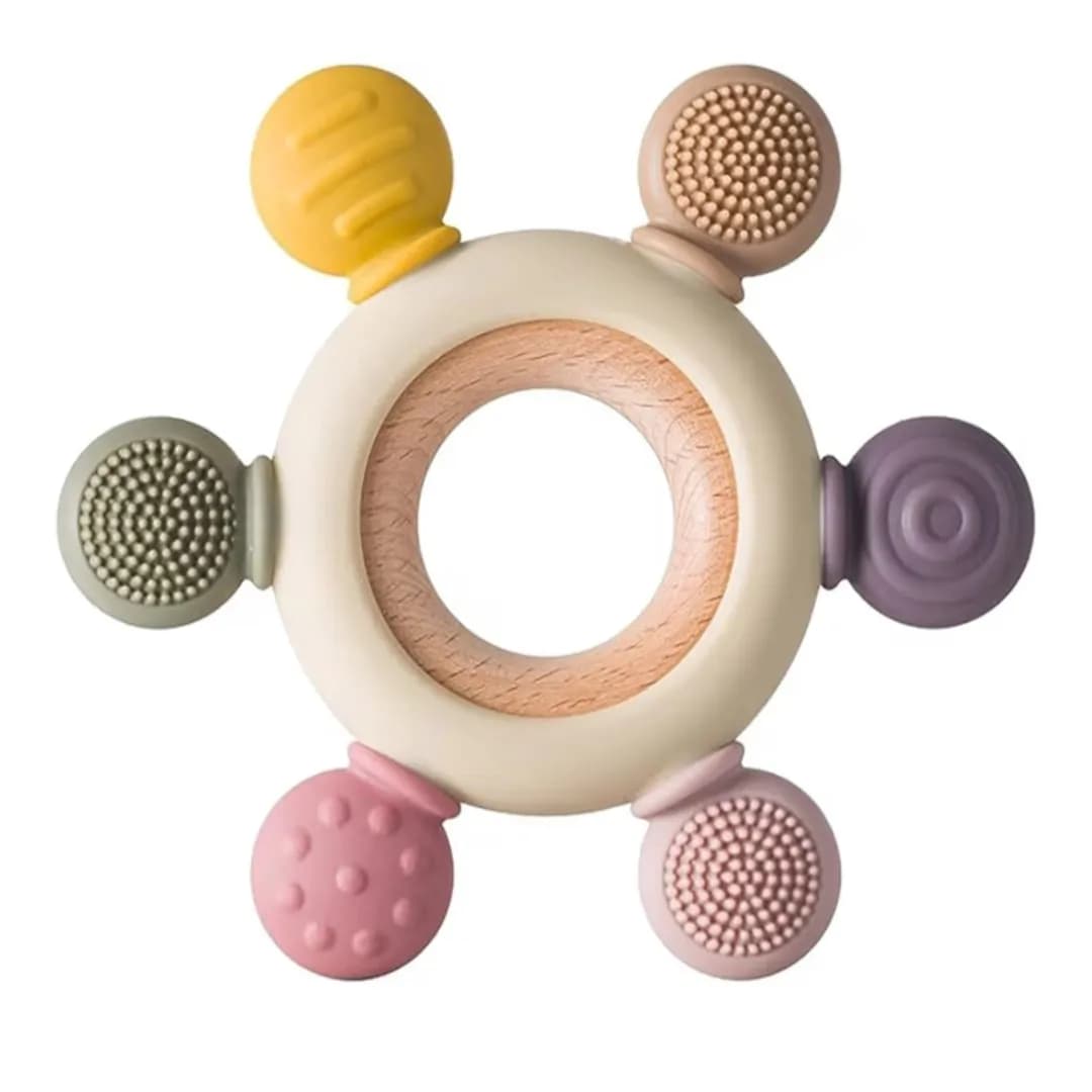 Silicon Sensory Teethers - Wooden Ring