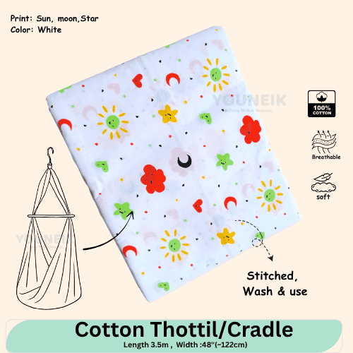 Cotton Thottil/Cradle | 3.5m | White Sun Moon Cloud