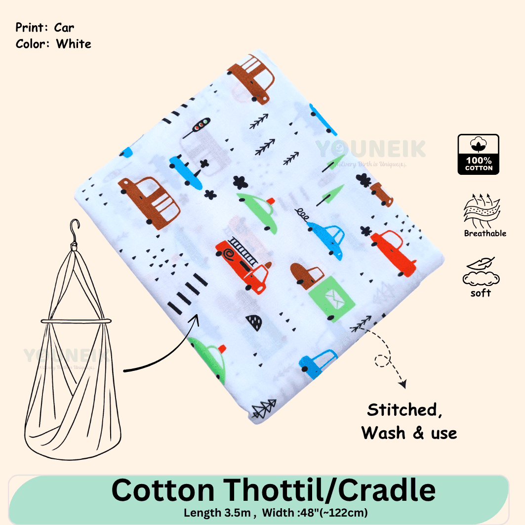 Cotton Thottil/Cradle | 3.5m | White Cars