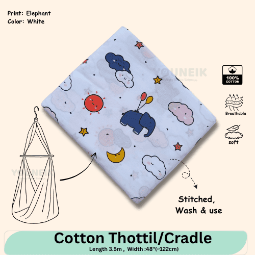 Cotton Thottil/Cradle | 3.5m | White Elephant