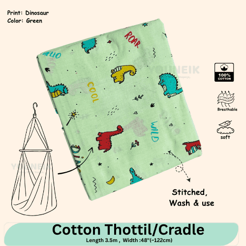 Cotton Thottil/Cradle | 3.5m | Green Dino