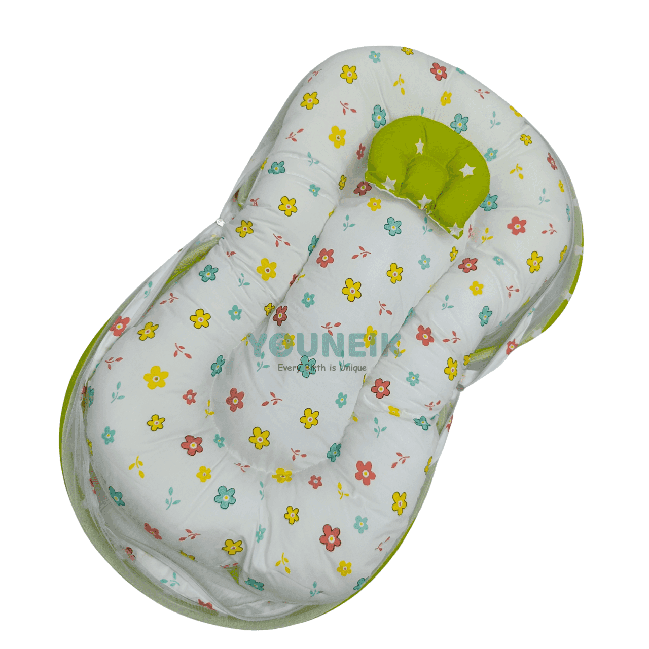 Baby Net Bed Small - Green Flower 