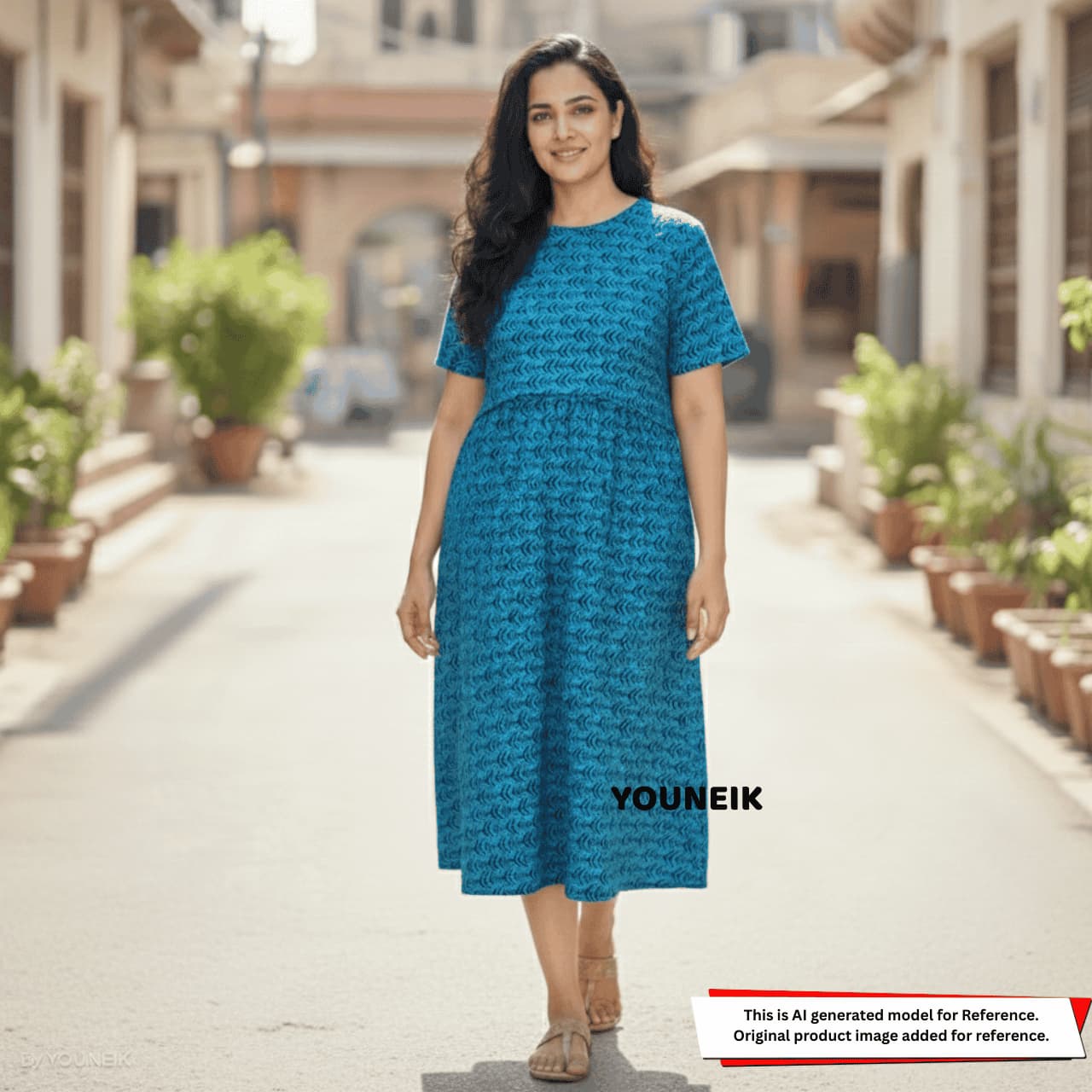 Zipless Feeding Gown - Blue Arrow ZG003