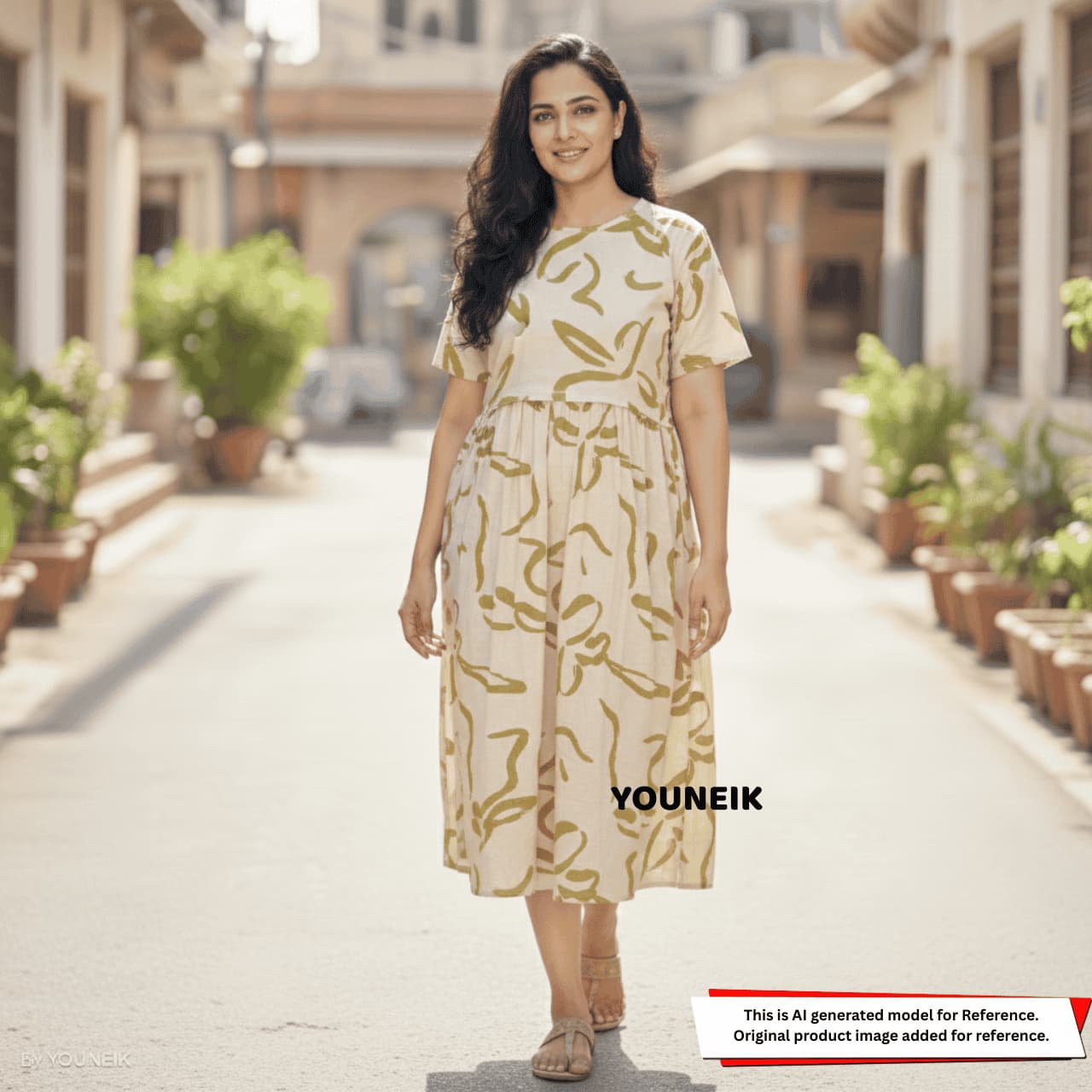 Zipless Feeding Gown - Ivory Olive Green ZG005