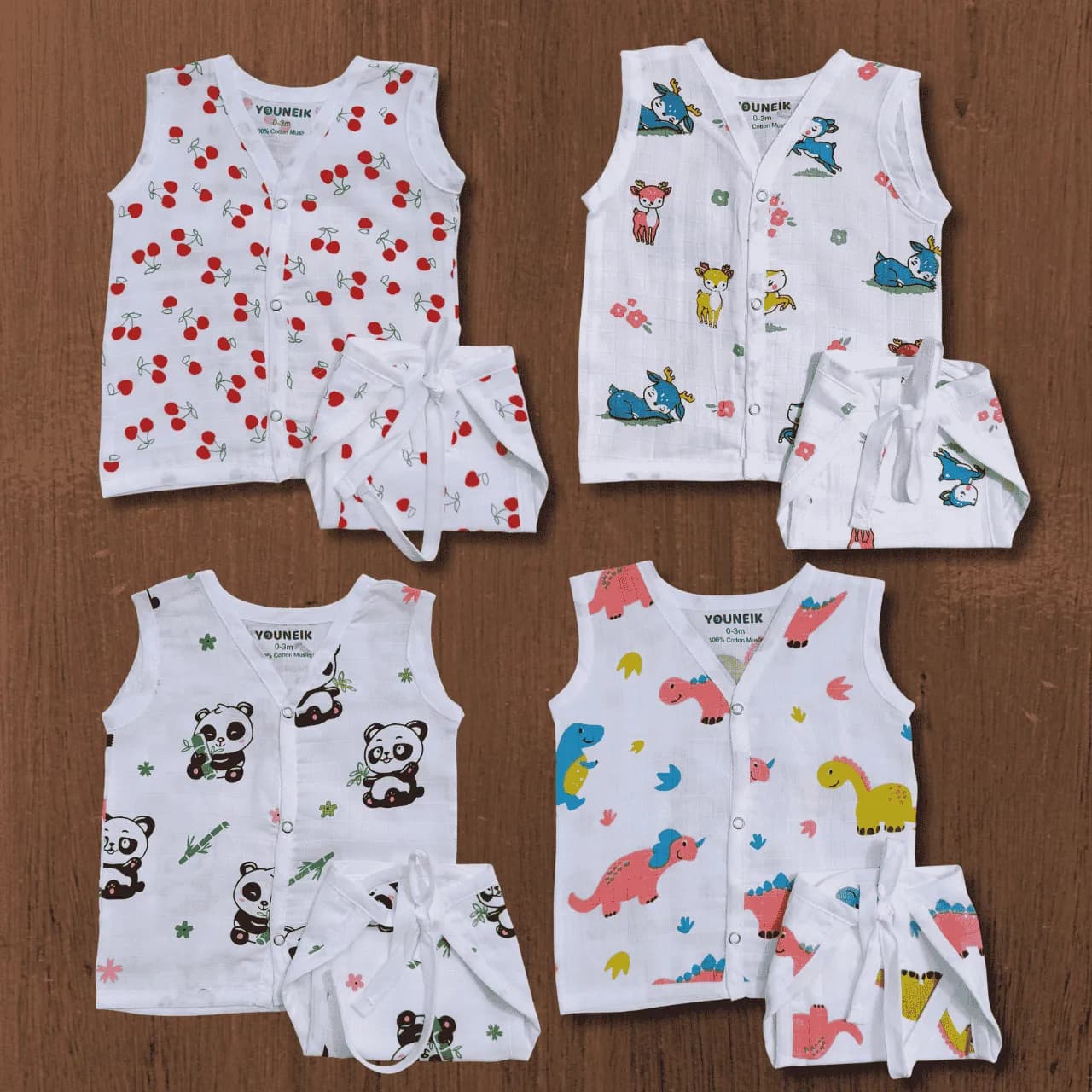 Premium SB Muslin Jabla & Nappy 4 Pcs Combo