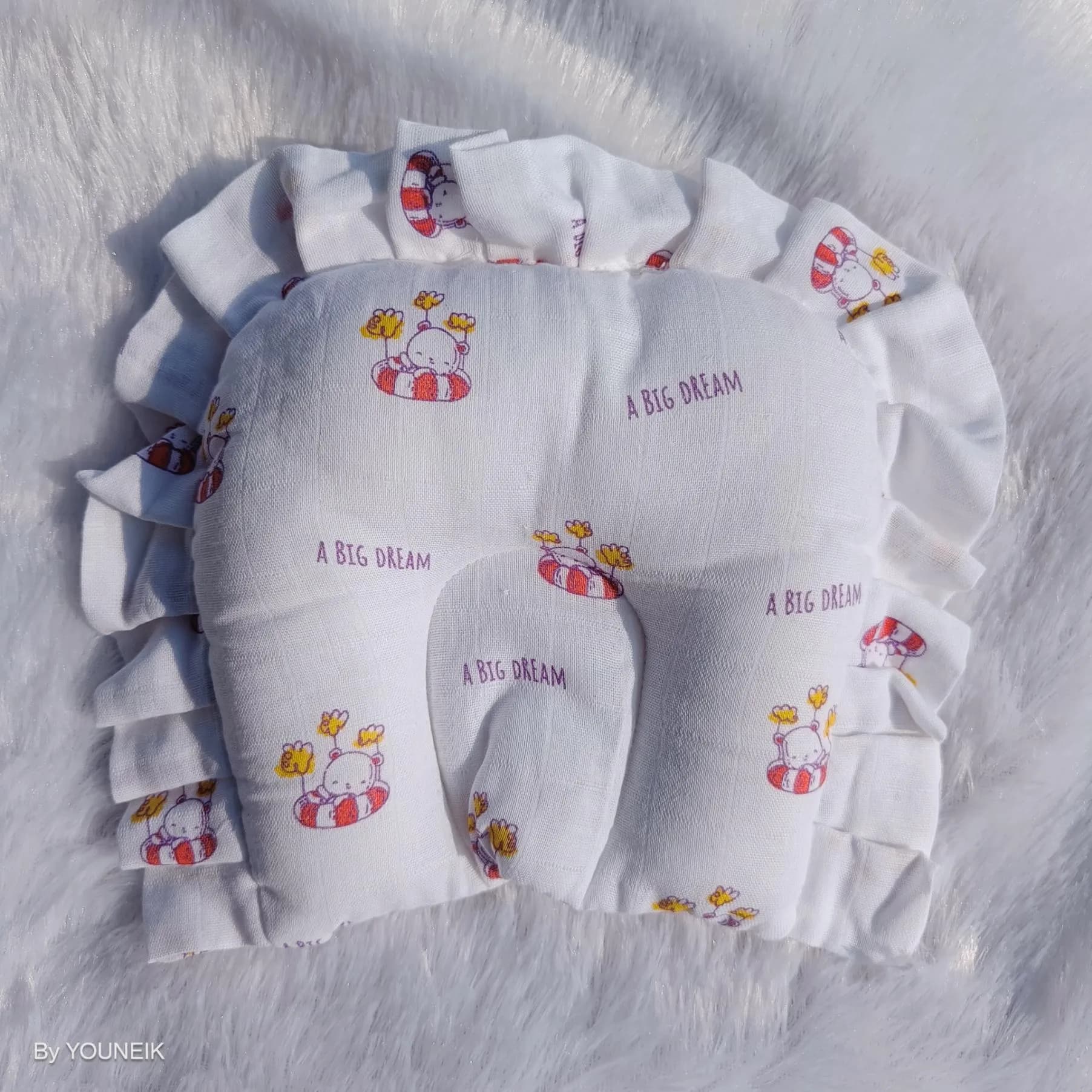 Muslin Frill Baby Head Pillow 