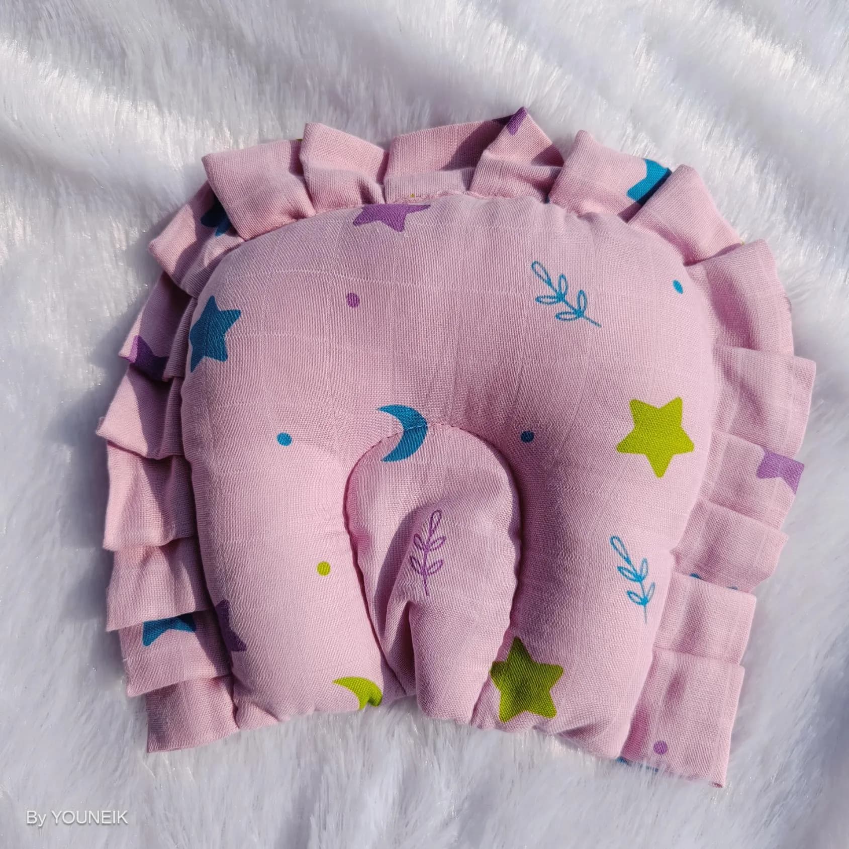 Muslin Frill Baby Head Pillow 