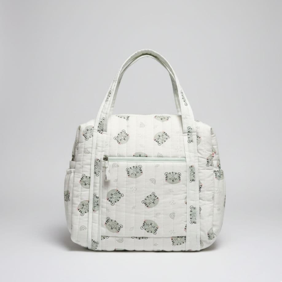 Muslin Diaper Bag - Green Tiger Face 