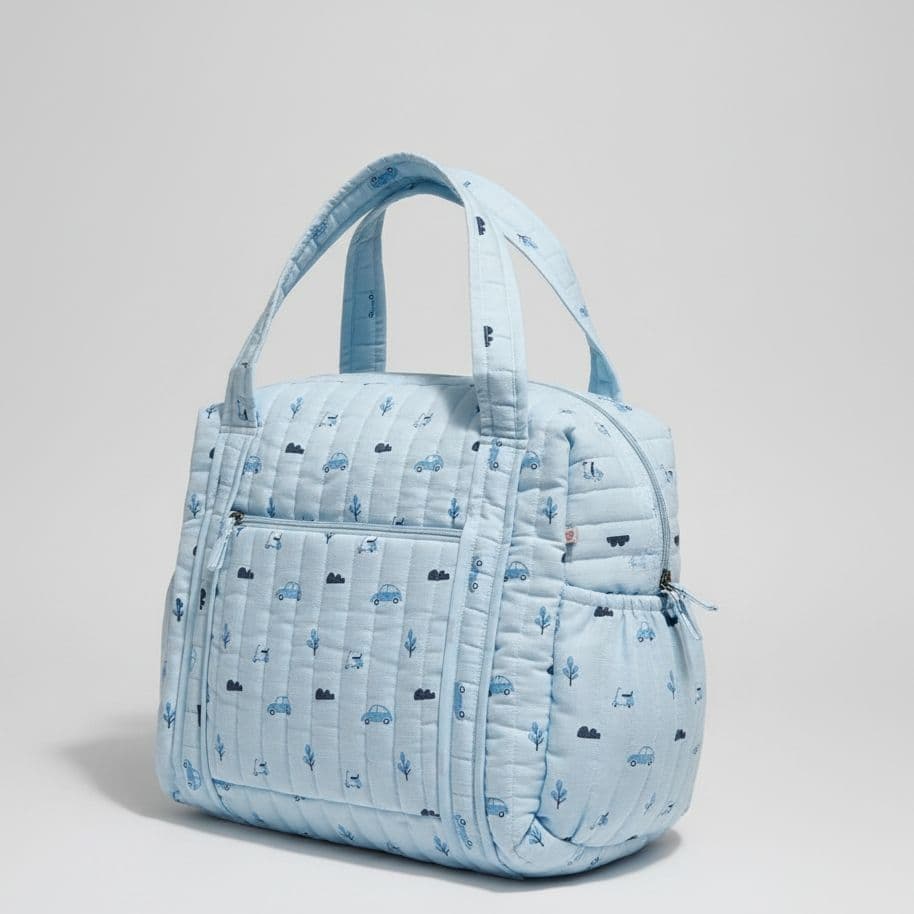 Muslin Diaper Bag - Blue Vespa Car