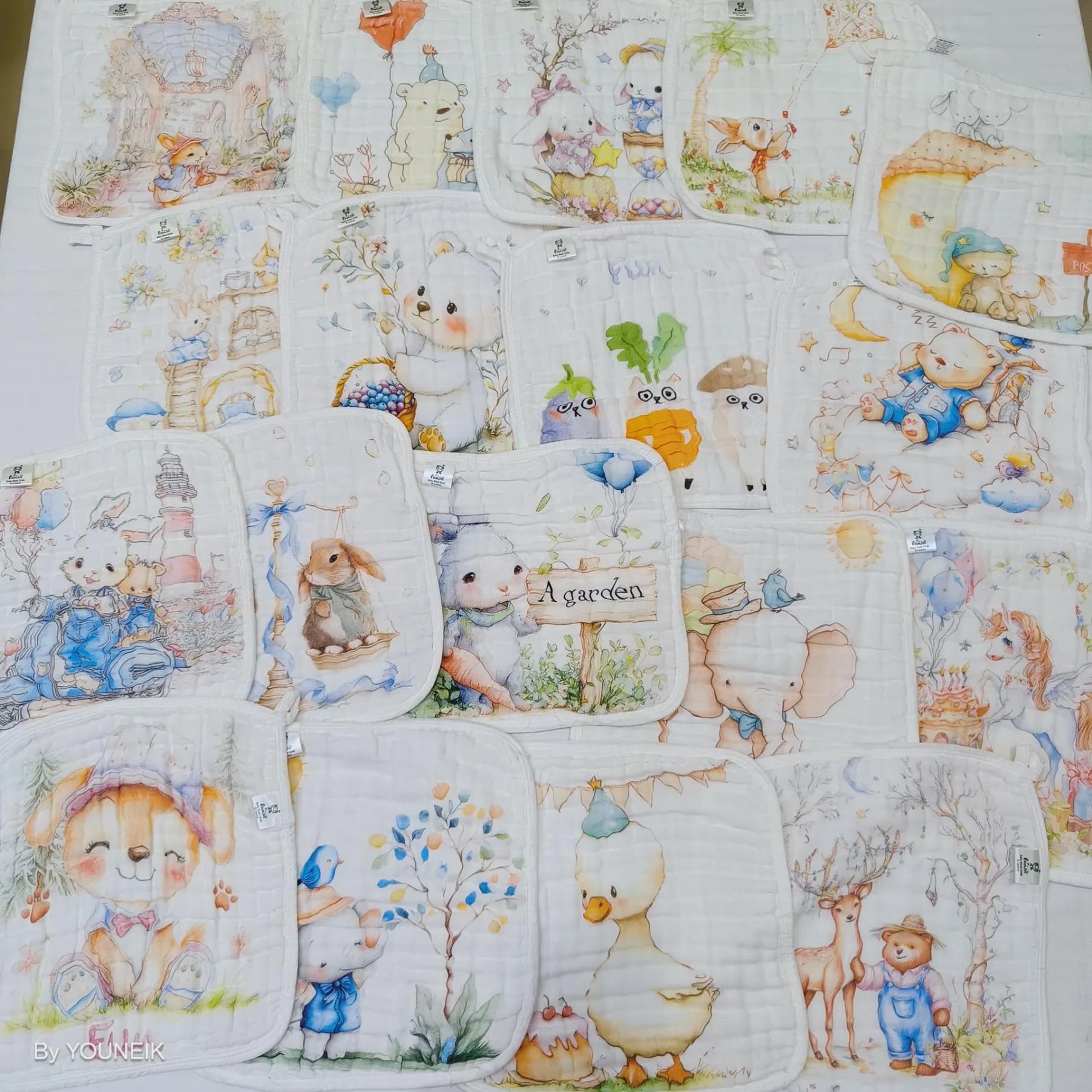 6 Layer Muslin Cotton Digital Printed Wash Cloth 30*30 cm